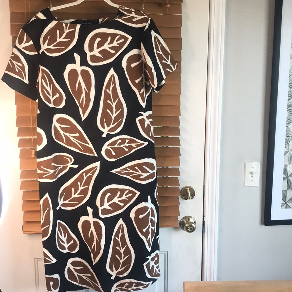 Who What Wear linen blend leaf pattern dress